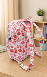 Handblock Printed Cotton Kids’ School Backpack with Front Zip Pocket