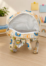 Handblock Printed Cotton Kids’ School Backpack with Front Zip Pocket