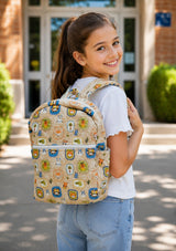 Handblock Printed Cotton Kids’ School Backpack with Front Zip Pocket