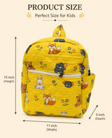 Handblock Printed Cotton Kids’ School Backpack with Front Zip Pocket