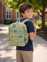 Handblock Printed Cotton Kids’ School Backpack with Front Zip Pocket