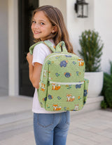 Handblock Printed Cotton Kids’ School Backpack with Front Zip Pocket