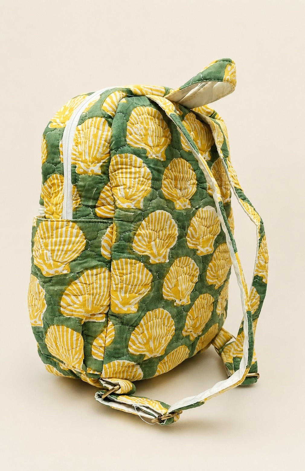 Handblock Printed Cotton Kids’ School Backpack with Front Zip Pocket