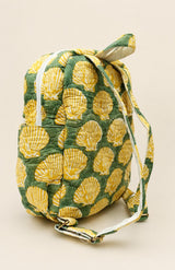Handblock Printed Cotton Kids’ School Backpack with Front Zip Pocket