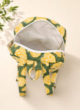 Handblock Printed Cotton Kids’ School Backpack with Front Zip Pocket