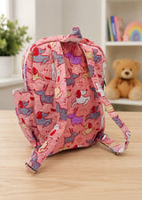 Handblock Printed Cotton Kids’ School Backpack with Front Zip Pocket