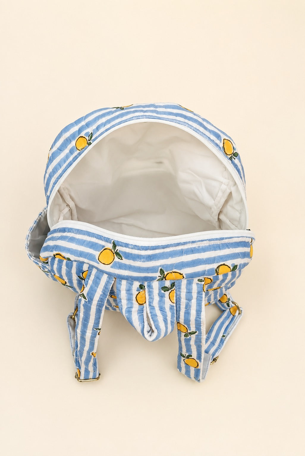 Handblock Printed Cotton Kids’ School Backpack with Front Zip Pocket