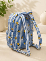 Handblock Printed Cotton Kids’ School Backpack with Front Zip Pocket