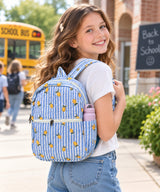 Handblock Printed Cotton Kids’ School Backpack with Front Zip Pocket