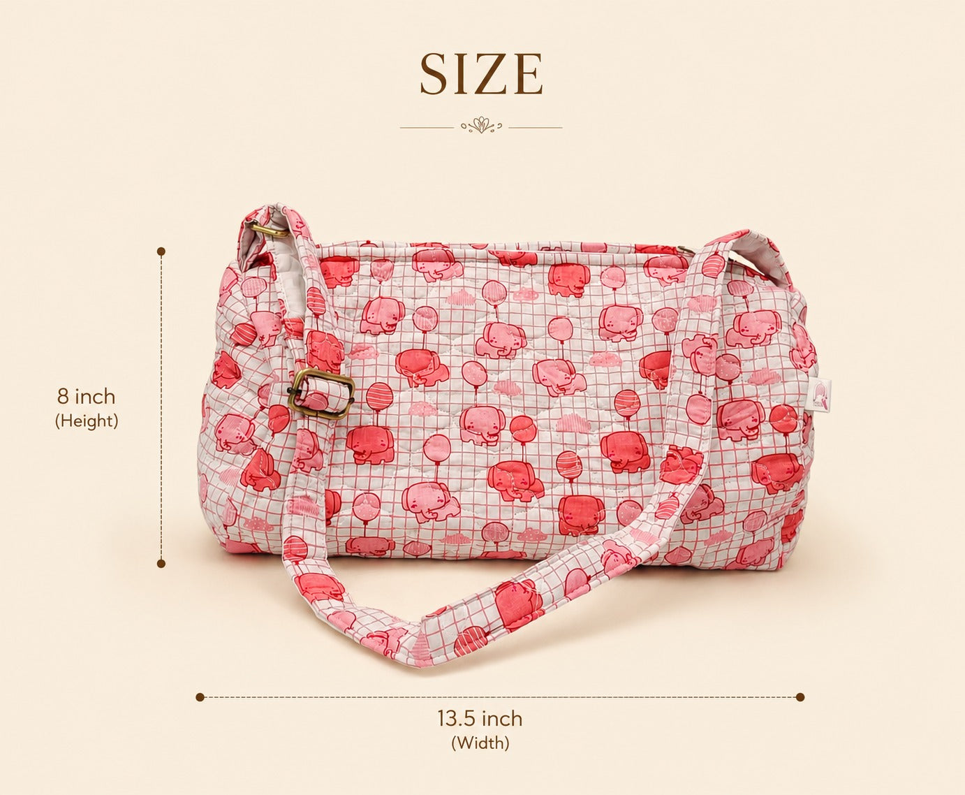 Handblock Printed Cotton Kids’ Duffle Bag with Adjustable Strap