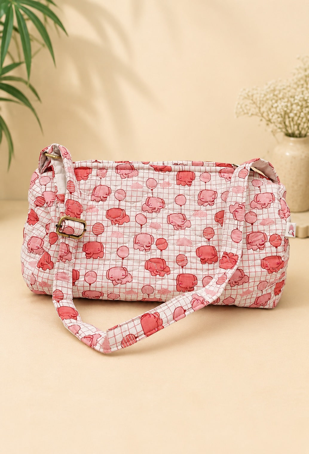 Handblock Printed Cotton Kids’ Duffle Bag with Adjustable Strap