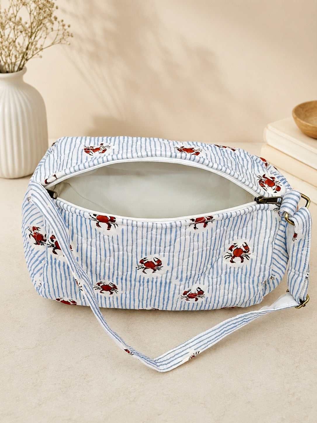 Handblock Printed Cotton Kids’ Duffle Bag with Adjustable Strap