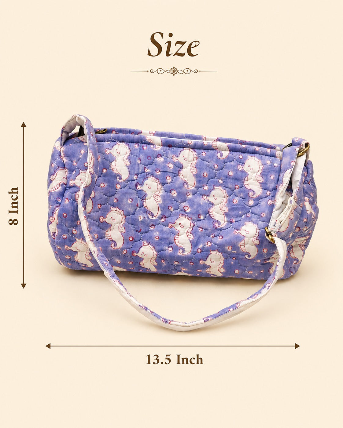 Handblock Printed Cotton Kids’ Duffle Bag with Adjustable Strap
