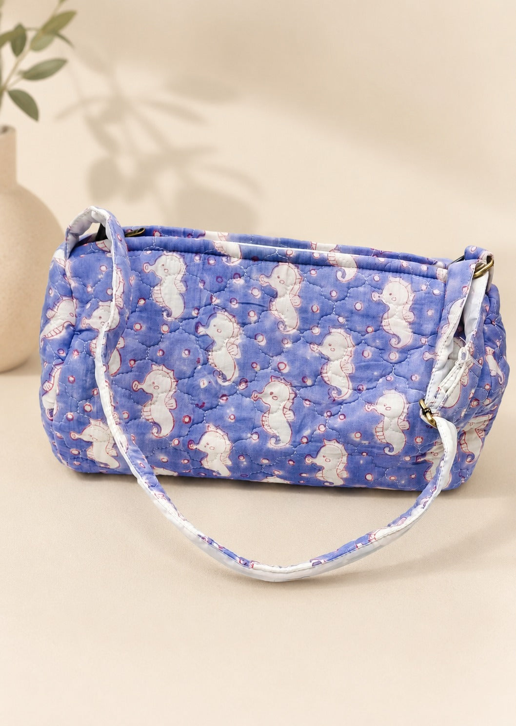 Handblock Printed Cotton Kids’ Duffle Bag with Adjustable Strap