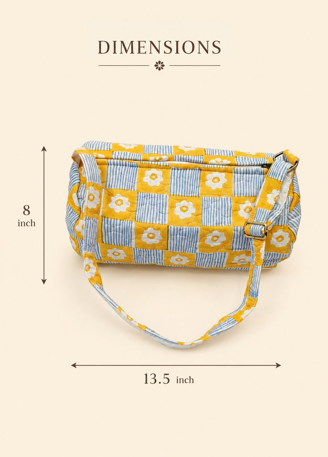 Handblock Printed Cotton Kids’ Duffle Bag with Adjustable Strap
