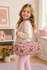 Handblock Printed Cotton Kids’ Duffle Bag with Adjustable Strap
