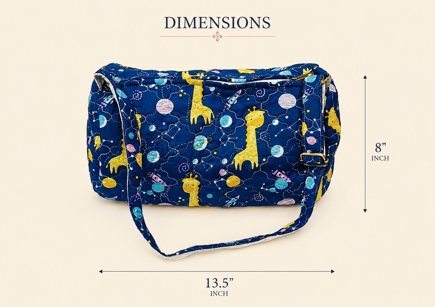 Handblock Printed Cotton Kids’ Duffle Bag with Adjustable Strap