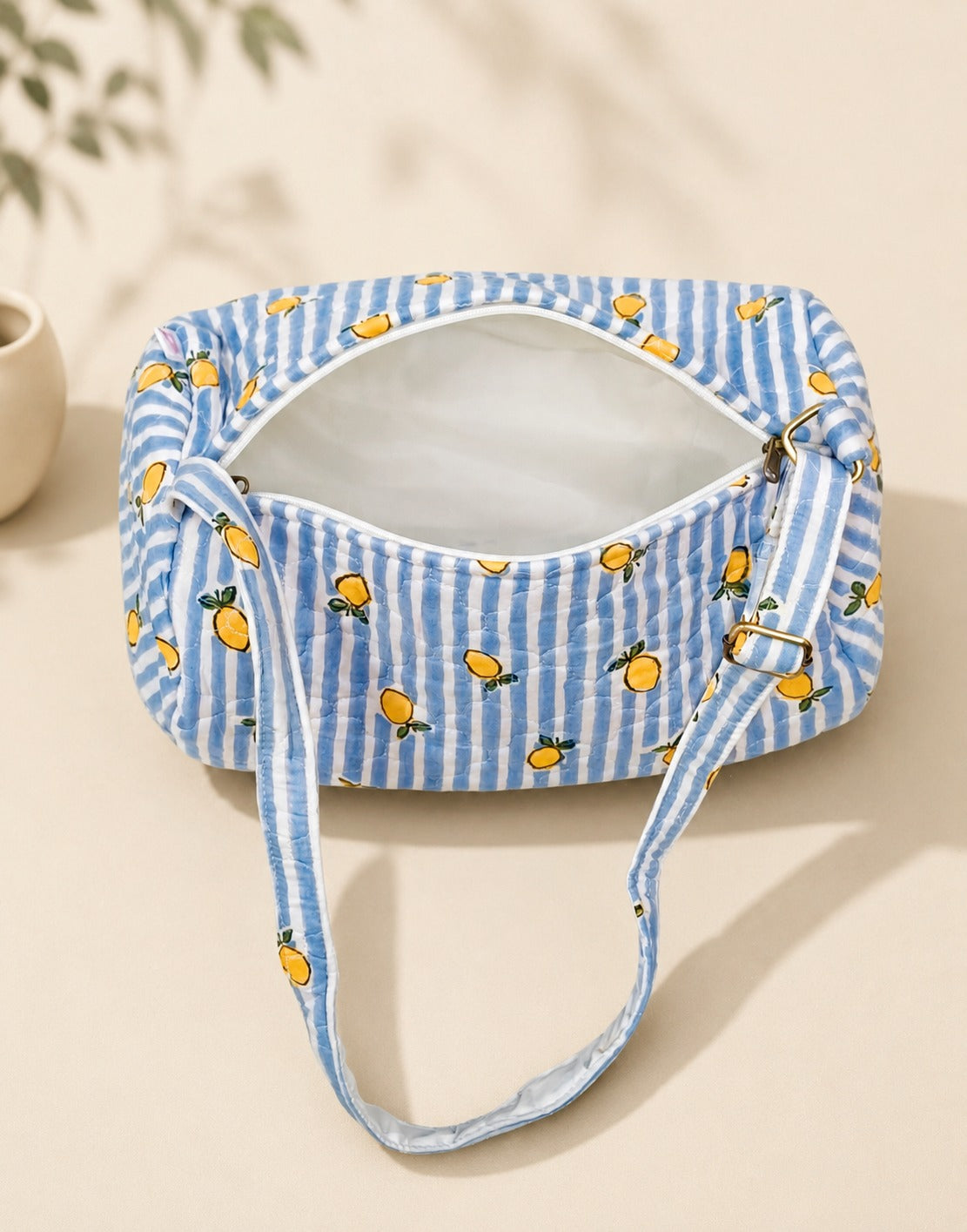 Handblock Printed Cotton Kids’ Duffle Bag with Adjustable Strap