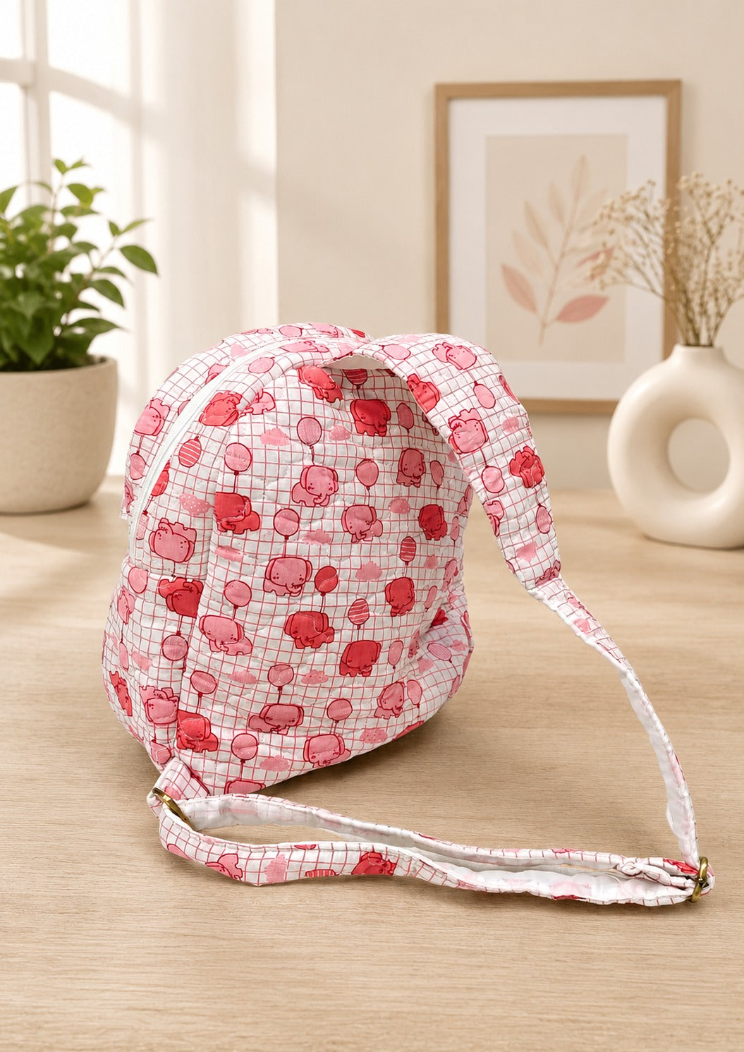Handblock Printed Cotton Kids’ One Strap Backpack with Adjustable Straps