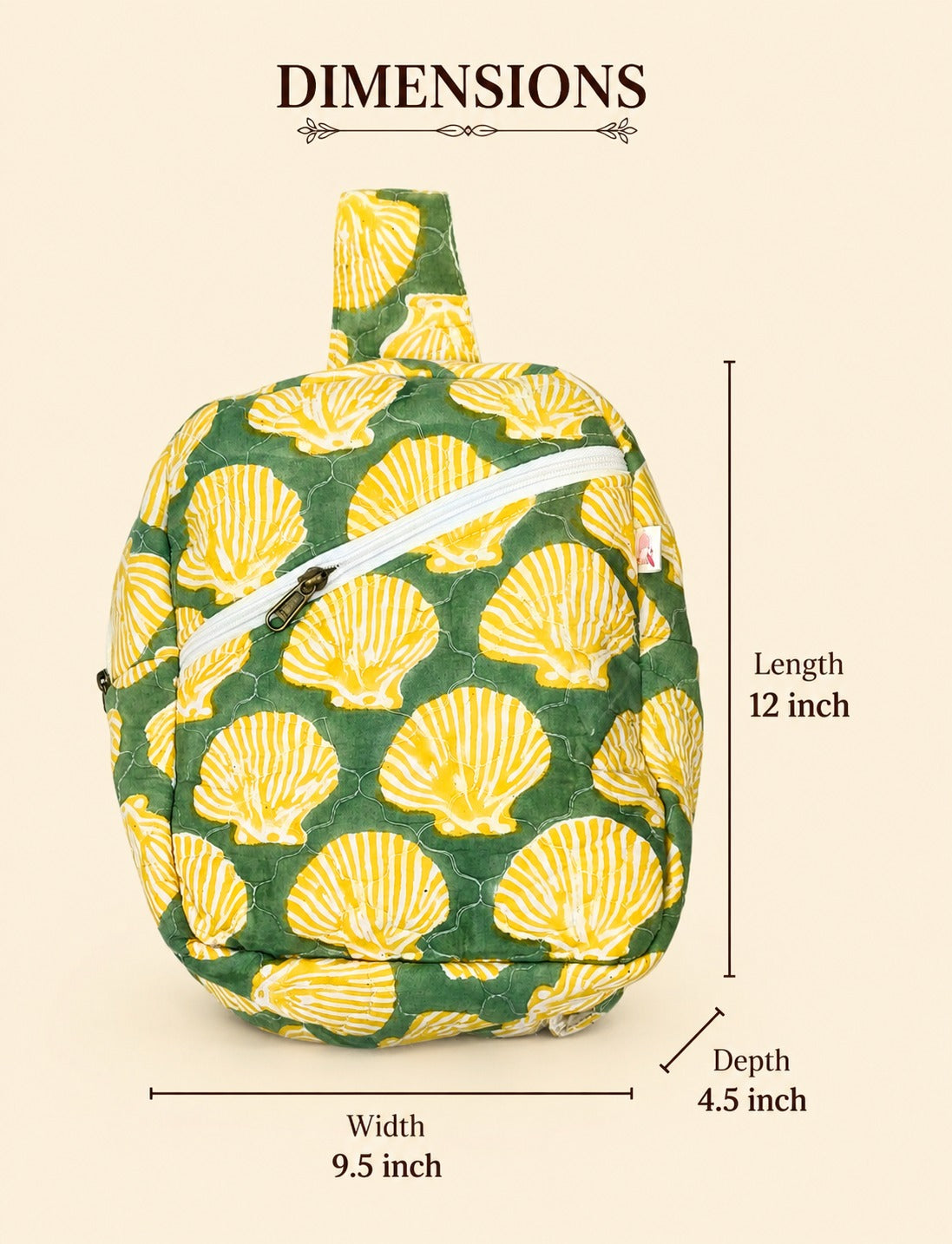 Handblock Printed Cotton Kids’ One Strap Backpack with Adjustable Straps