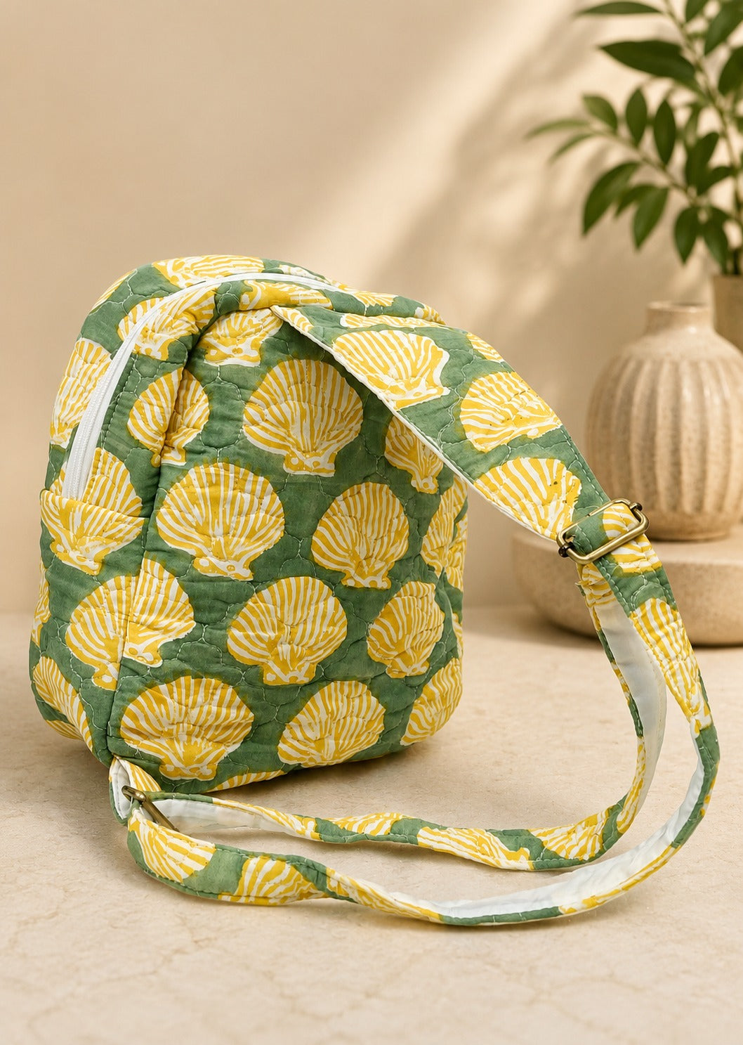 Handblock Printed Cotton Kids’ One Strap Backpack with Adjustable Straps