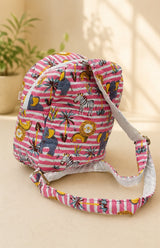 Handblock Printed Cotton Kids’ One Strap Backpack with Adjustable Straps
