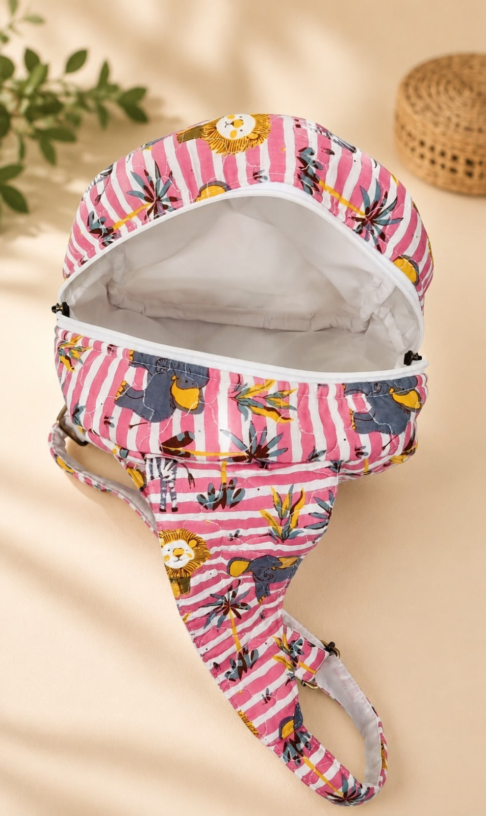 Handblock Printed Cotton Kids’ One Strap Backpack with Adjustable Straps