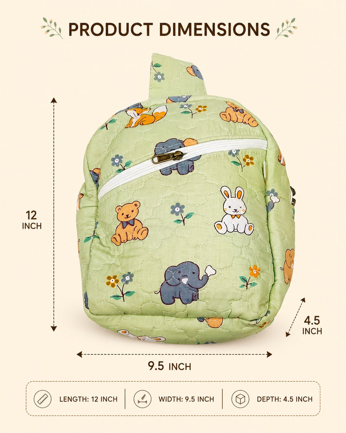 Handblock Printed Cotton Kids’ One Strap Backpack with Adjustable Straps