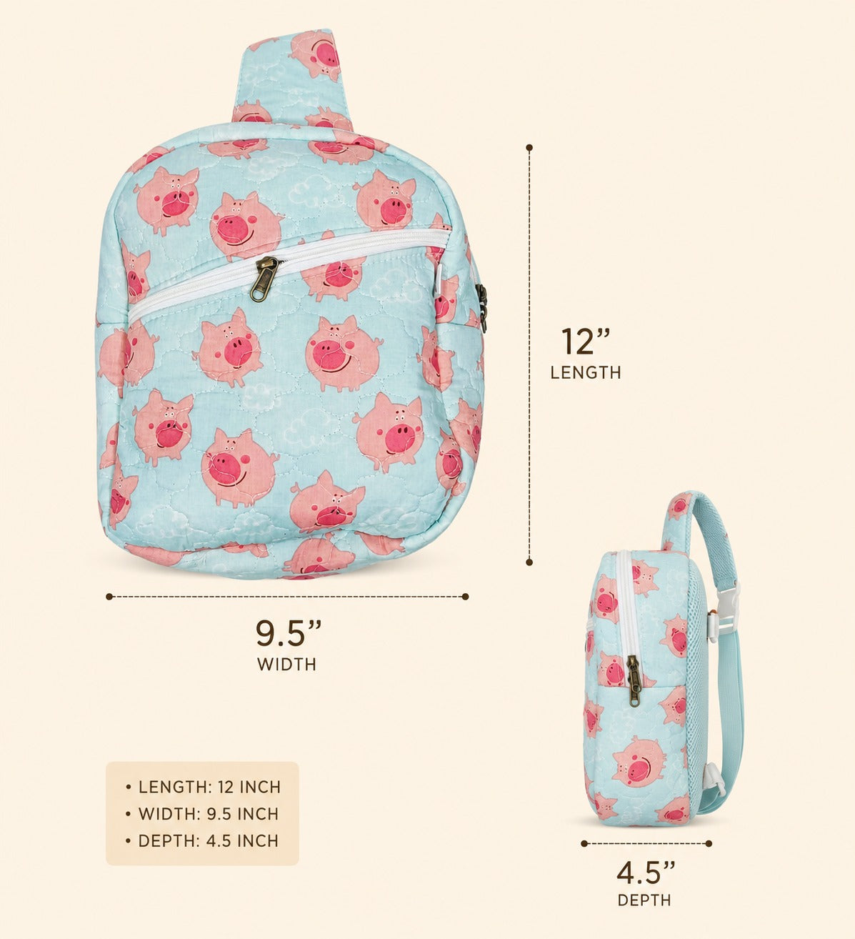 Handblock Printed Cotton Kids’ One Strap Backpack with Adjustable Straps