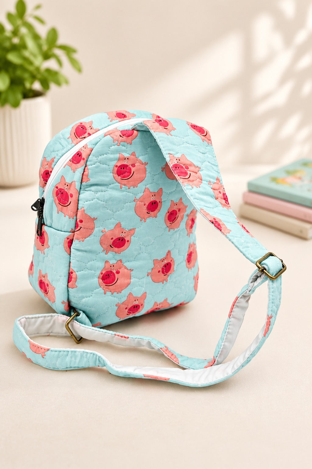 Handblock Printed Cotton Kids’ One Strap Backpack with Adjustable Straps