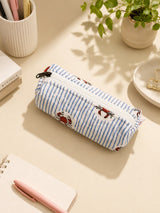 Handblock Printed Cotton Pencil Box Pouch with Zip Closure