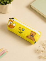 Handblock Printed Cotton Pencil Box Pouch with Zip Closure
