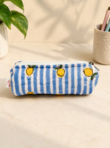 Handblock Printed Cotton Pencil Box Pouch with Zip Closure