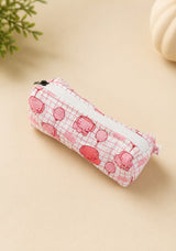 Handblock Printed Cotton Pencil Box Pouch with Zip Closure