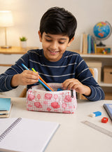 Handblock Printed Cotton Pencil Box Pouch with Zip Closure