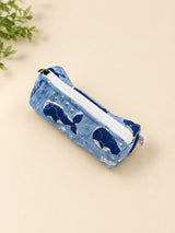 Handblock Printed Cotton Pencil Box Pouch with Zip Closure