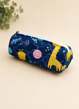 Handblock Printed Cotton Pencil Box Pouch with Zip Closure