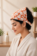 Gift Box With Handblock Print Cotton Robe Gift Set with Sleep Mask, Slippers & Headband