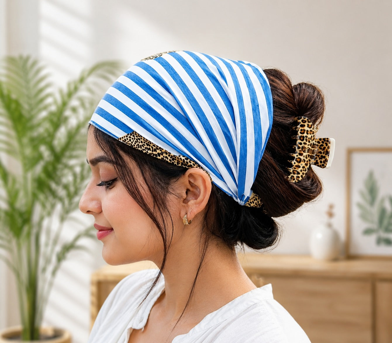 Gift Box With Handblock Print Cotton Robe Gift Set with Sleep Mask, Slippers & Headband