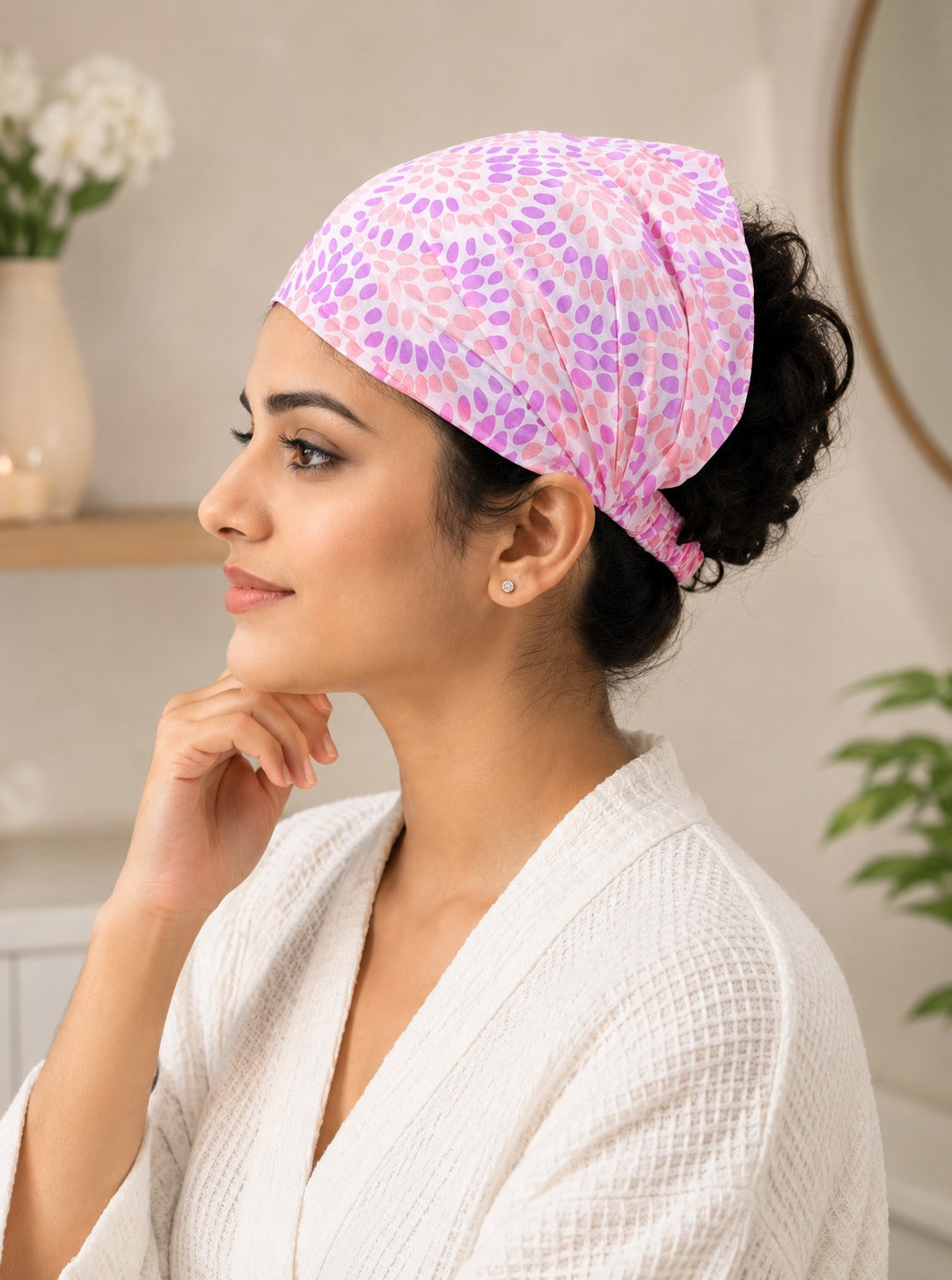 Gift Box With Handblock Print Cotton Robe Gift Set with Sleep Mask, Slippers & Headband