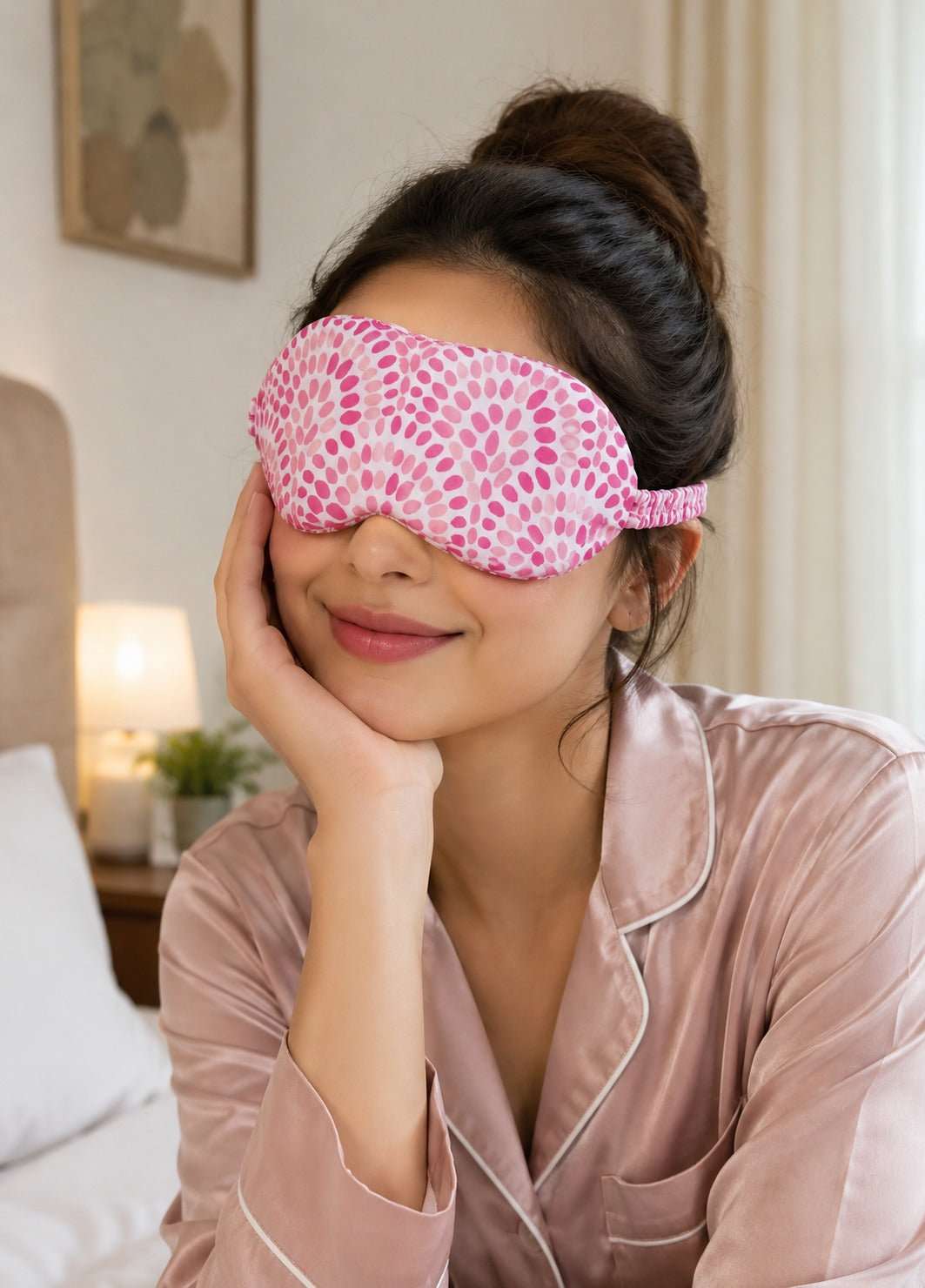 Gift Box With Handblock Print Cotton Robe Gift Set with Sleep Mask, Slippers & Headband