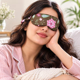 Gift Box With Handblock Print Cotton Robe Gift Set with Sleep Mask, Slippers & Headband