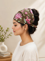 Gift Box With Handblock Print Cotton Robe Gift Set with Sleep Mask, Slippers & Headband