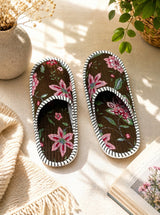 Gift Box With Handblock Print Cotton Robe Gift Set with Sleep Mask, Slippers & Headband