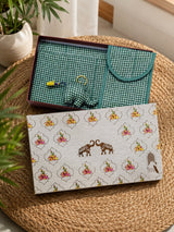 Gift Box with Handblock Printed Gifting Hamper – Photo Frame, Keychain, Sunglasses Pouch & Diary Set