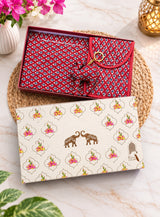 Gift Box with Handblock Printed Gifting Hamper – Photo Frame, Keychain, Sunglasses Pouch & Diary Set