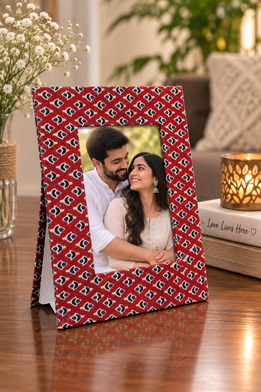 Gift Box with Handblock Printed Gifting Hamper – Photo Frame, Keychain, Sunglasses Pouch & Diary Set