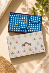 Gift Box with Handblock Printed Gifting Hamper – Photo Frame, Keychain, Sunglasses Pouch & Diary Set