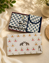 Gift Box with Handblock Printed Gifting Hamper – Photo Frame, Keychain, Sunglasses Pouch & Diary Set