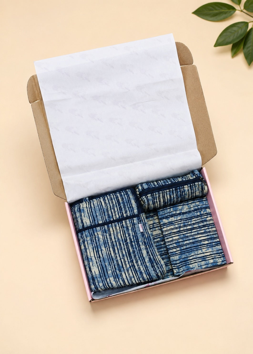 Quilted Cotton Work Gift Set – Laptop Bag, Diary, Notepad & Pencil Pouch